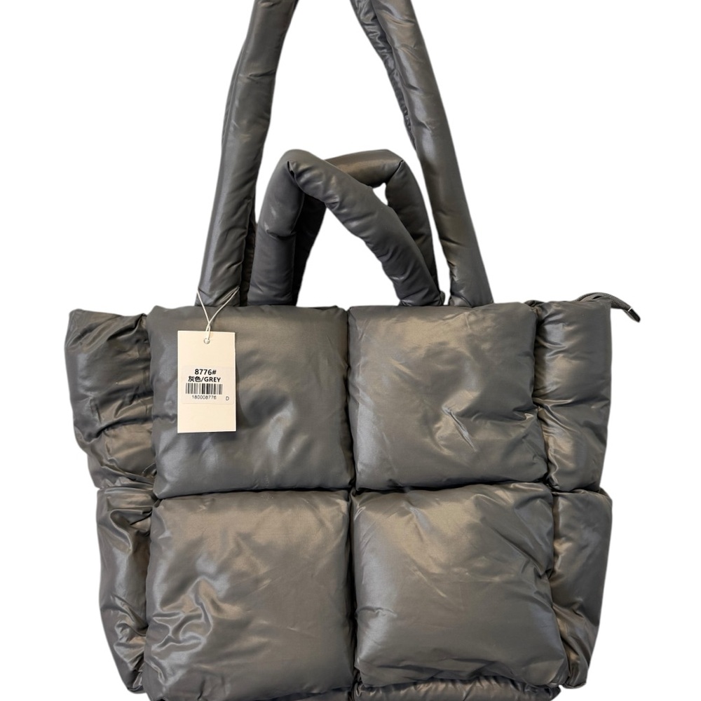 Stylish Gray Puffer Tote Bag